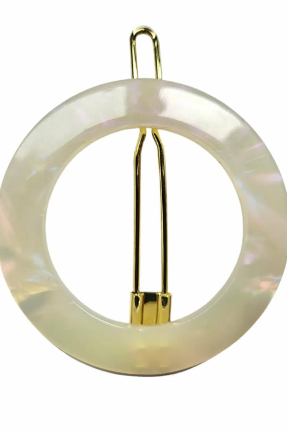 Barrette ronde nacre