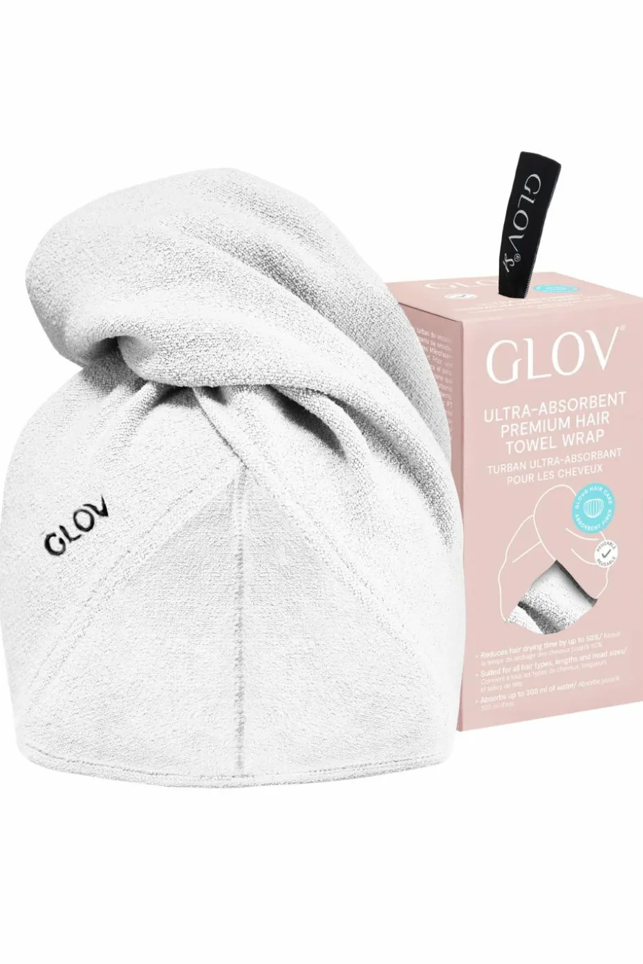 Serviette absorbante pour cheveux blanche