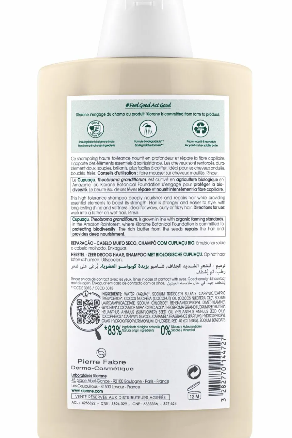 Shampoing nutritif et réparateur au beurre de Cupuaçu bio